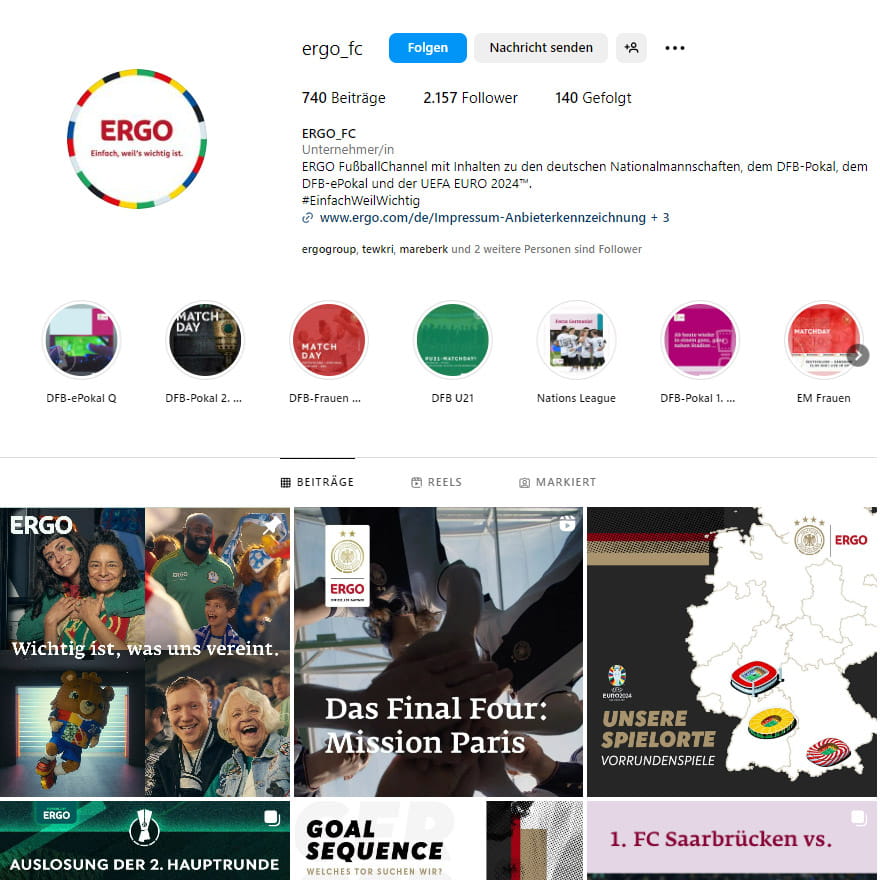 ERGO DFB Instagram-Kanal